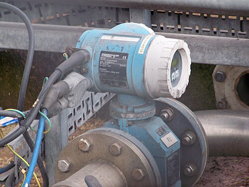 A magnetic flow meter installed in process piping at Tetley's brewery in Leeds