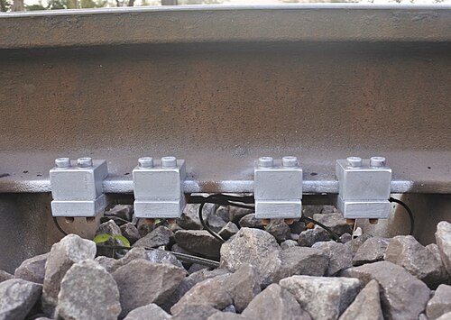 Packaged fiber Bragg grating (FBG) optical sensors clamped to a rail
